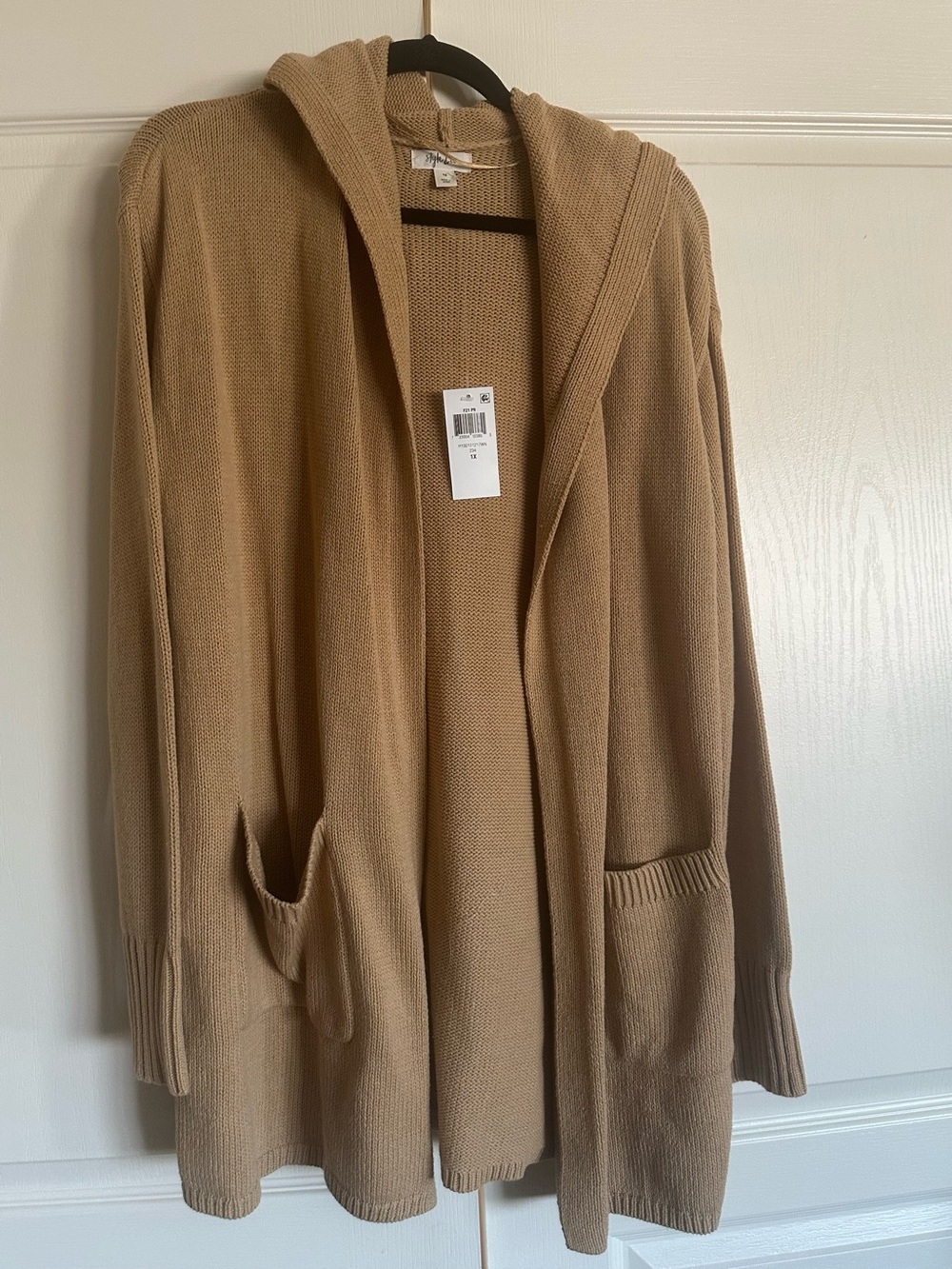 Women’s Style & Co. Hooded Open-Front Sweater Cardigan - Tan - NWT